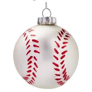 Hand Blown Glass Baseball-Themed Holiday Ornament
